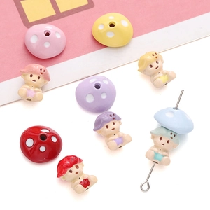 Colorful resin mushroom doll spacer beads for DIY jewelry and handmade accessories