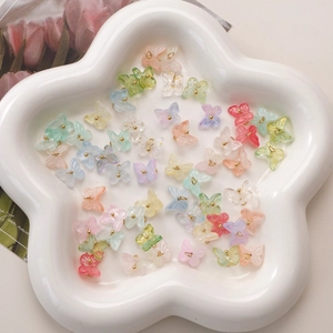 Pendentifs papillons en verre coloré pour bijoux DIY en divers tons pastel macaron