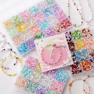 Kit de Fabrication de Bijoux en Perles de Verre DIY Avec Fil de Mémoire de Bracelet Boîte de Rangement pour Collier
