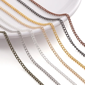 Copper Clad Iron Fine Curb Chain For DIY Jewelry Making Necklace Bracelet Decoration Material Multicolored Multiple Widths
