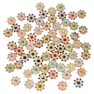 Botones de flores con pedrería bañados en oro para accesorios de joyería DIY manualidades