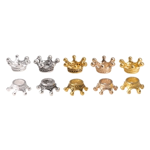 Perline distanziatrici a corona 3D in lega in argento, oro e bronzo per gioielli fai-da-te