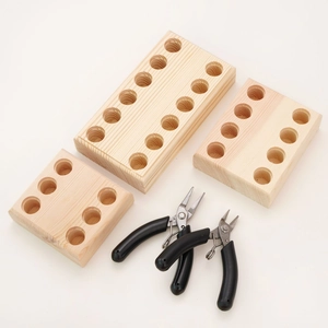 Three-piece solid wood organizer stand for jewelry pliers and DIY handicraft tools