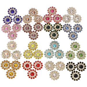 Three-layer sunflower rhinestone buttons in 12 colors for DIY garment sewing and crafts