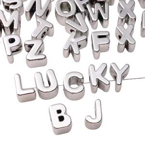Polished silver acrylic alphabet beads for DIY bracelets and jewelry making crafts