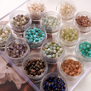 Faceted natural stone charms in mixed colors with gold loops for DIY jewelry making