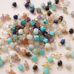 4mm faceted natural gemstone sugar cube pendants with gold loops for DIY jewelry making