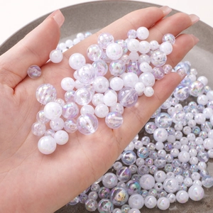 Mélange de perles rondes en acrylique avec revêtement aurora AB pour bijoux DIY