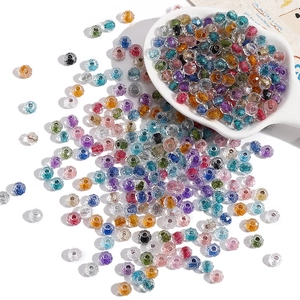 Colorful 4mm faceted glass beads in heart-shaped ceramic spoon for DIY jewelry making