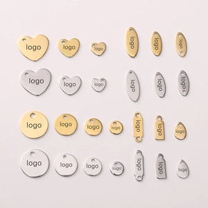 Pendenti Sottili in Acciaio Inossidabile Tondo Cuore Ovale DIY Charms per Gioielli Accessori Etichette Personalizzabili