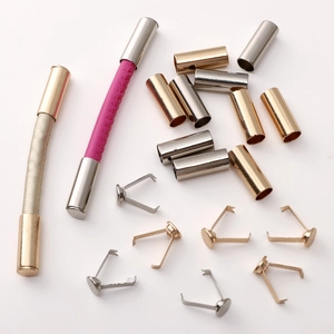 Polished steel cord ends and flat metal clamps for DIY drawstrings in gold and silver