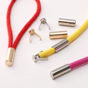 Polished gold and silver metal cord ends for DIY jewelry and drawstring clothing crafts