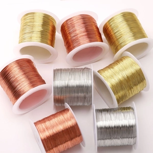 Set of 8 colorful jewelry copper wires for DIY crafts on white spools in various metallic tones