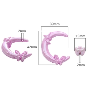 Pastel purple pearlescent acrylic moon and flower beads for DIY jewelry making
