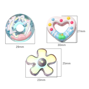 Colorful acrylic beads set including donut, heart and flower shapes for DIY jewelry making