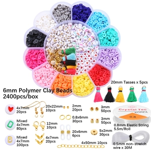 Collection de Matériel de Fabrication de Bijoux DIY Boîte à Douze Grilles Perles en Pâte Polymère Perles en Verre Glands pour Bracelet Collier