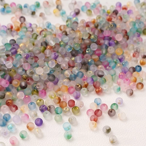 Mix of 4mm frosted glass beads with gold foil for DIY jewelry making and bracelets