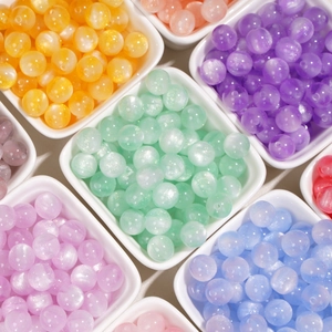 10mm colorful resin beads with cat eye effect and glitter for DIY jewelry making and crafts