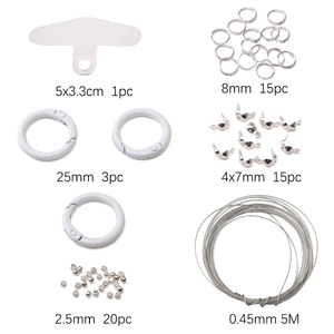 Kit d'accessoires DIY pour bijoux et cordon téléphone avec fil d'acier, anneaux et clips