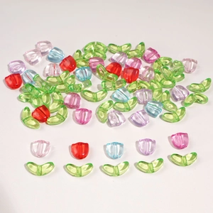 Perline colorate a forma di tulipano e foglie in acrilico per bracciali gioielli fai da te