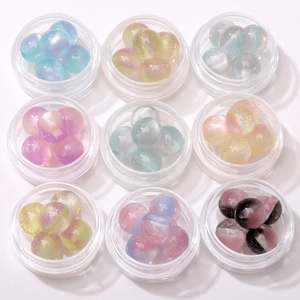 Set of 10mm resin round beads with misty glitter effect for DIY jewelry making