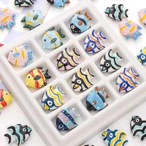 Hand-painted tropical fish ceramic beads for DIY necklace and bracelet jewelry making