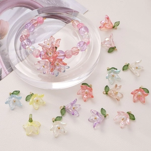 DIY acrylic lily flower and pearl pendant bead set for handmade jewelry making
