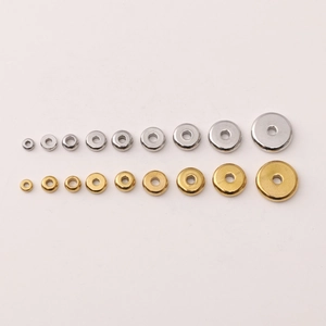 Cuentas espaciadoras planas de oro de 18K y plata pulidas en nueve tamaños diferentes