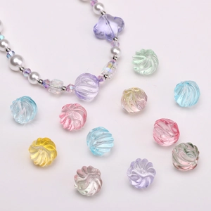 12mm Macaron Glasperlen gerippt für DIY Schmuck mit bunten gedrehten Texturen