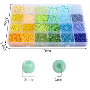 24-compartment storage box with 3mm glass seed beads for DIY jewelry making