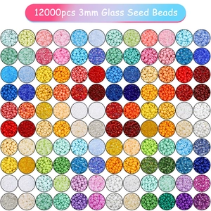 12000 stuks 3mm glaskralen set voor DIY sieraden maken in diverse kleuren en texturen