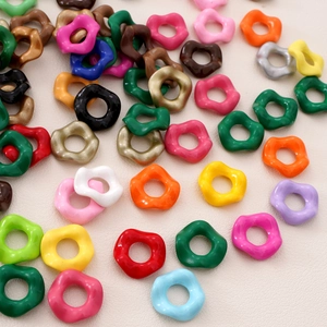 Colorful acrylic floral spacer beads with glossy and metallic finish for DIY jewelry
