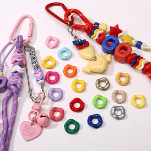 16mm Colorful Wavy Acrylic Ring Beads For DIY Jewelry Making Irregular Wave Loose Beads Handmade Necklace Phone Chain Materials Accessories