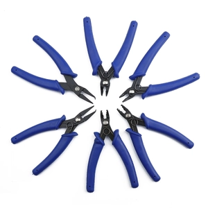 Professional 6-piece DIY jewelry tool set with blue anti-slip handles and black steel pliers