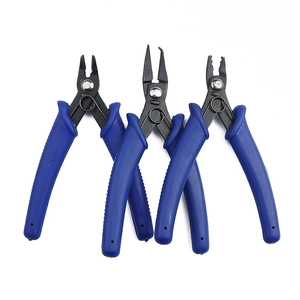 3-piece blue handle carbon steel jewelry pliers set for DIY bead crafting and handmade tools