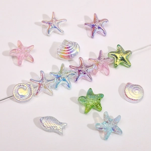 Perline a stella marina e conchiglia placcate AB per gioielli fai-da-te colori arcobaleno