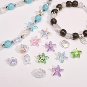 Perle in vetro colorato AB stella marina e conchiglia per gioielli fai-da-te e bracciali
