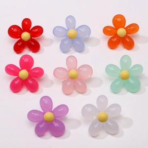 Set of 40mm acrylic jelly flower beads in eight vibrant colors for DIY jewelry making