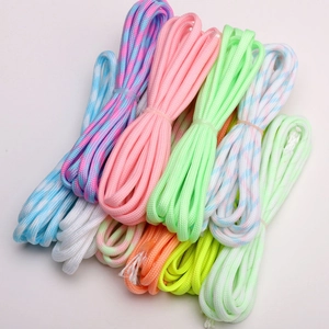 Macro detail of multi-color 4mm nylon paracord with 7-strand core for DIY crafts