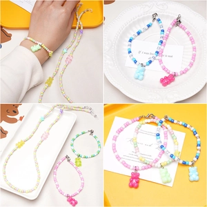 Colorful 11x21mm acrylic bear pendant beads for DIY jewelry and beaded bracelets
