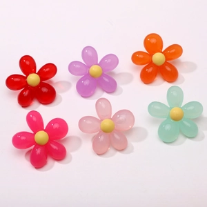 Colorful 12x10mm acrylic tulip beads with dual-tone gradient for DIY craft jewelry making
