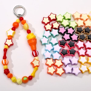 Cuentas de estrella de acrílico coloridas y accesorios de cadena para móvil