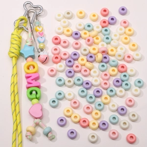 DIY macaron acrylic beads set with colorful star and heart charms for phone chains