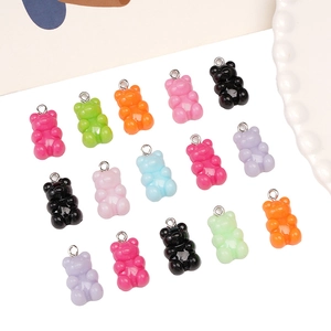 Colorful 11x21mm acrylic gummy bear pendants for DIY jewelry and phone charms