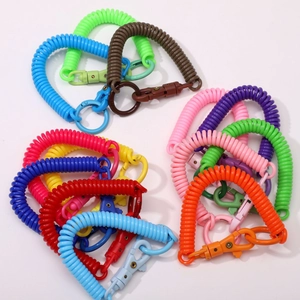 Colorful spiral spring keychains with flexible plastic coils and durable lobster clasps