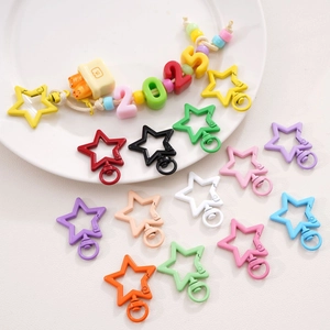 Colorful star-shaped alloy lobster clasps with rotating base for DIY keychains
