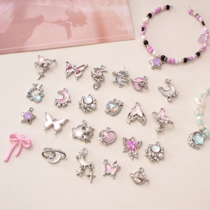 Sweet Alloy DIY Charm Pendants Butterfly Moon Star Heart Faux Artificial Pearl For Bracelet Necklace Phone Chain Jewelry Making Accessories