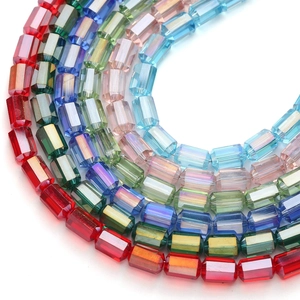 Faceted rectangular crystal glass beads in vibrant colors for DIY jewelry making crafts
