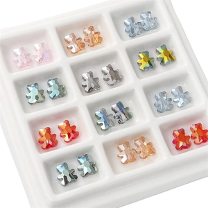 Colorful 8x10mm faceted glass bear beads with iridescent AB plating for DIY jewelry