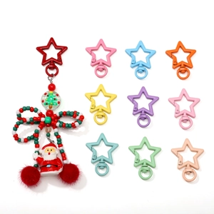 Christmas Santa keychain with colorful star lobster clasps for DIY jewelry making